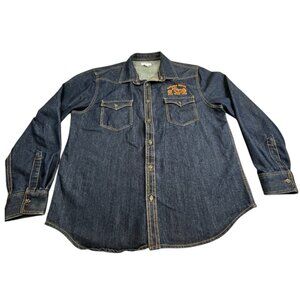 Daytona Beach Denim Shirt Mens XXL Western Button Front Workwear Biker Mechanic